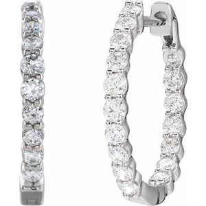 14K White 1 CTW Natural Diamond Inside-Outside Hinged 19.3 mm Hoop Earrings Ethereal Legacy Boutiques