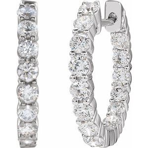 14K White 2 CTW Natural Diamond Inside-Outside Hinged 20 mm Hoop Earrings Ethereal Legacy Boutiques