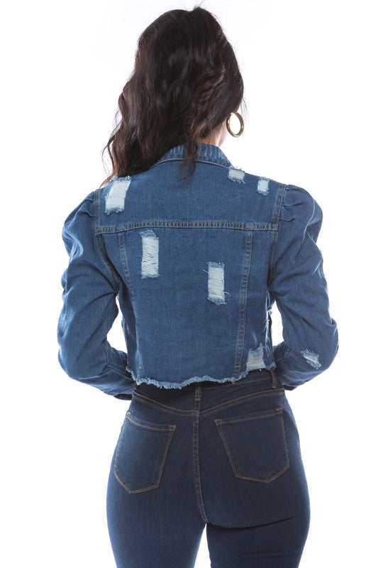 WOMEN FASHION DENIM CROP JACKET BY CLAUDE