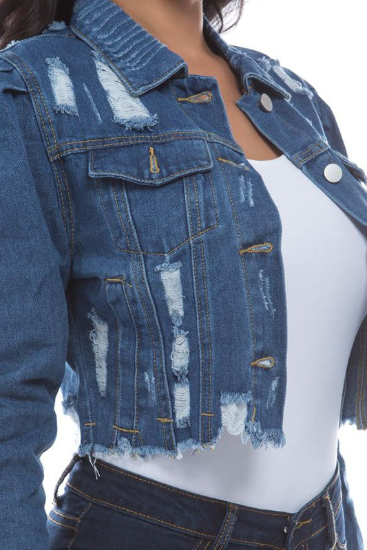 WOMEN FASHION DENIM CROP JACKET BY CLAUDE
