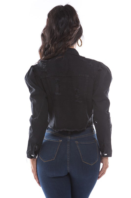 WOMEN FASHION DENIM CROP JACKET BY CLAUDE