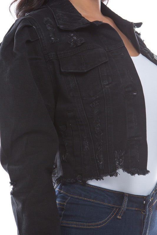 WOMEN FASHION DENIM CROP JACKET BY CLAUDE