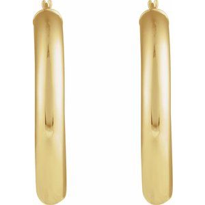 14K Yellow Round Tube 35 mm Hoop Earrings Ethereal Legacy Boutiques