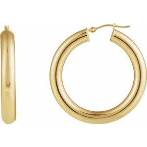 14K Yellow Round Tube 35 mm Hoop Earrings Ethereal Legacy Boutiques