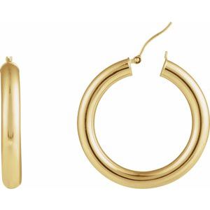 14K Yellow Round Tube 35 mm Hoop Earrings Ethereal Legacy Boutiques