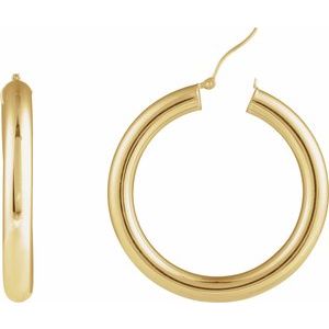 14K Yellow Round Tube 40 mm Hoop Earrings Ethereal Legacy Boutiques