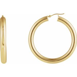 14K Yellow Round Tube 45 mm Hoop Earrings Ethereal Legacy Boutiques