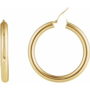 14K Yellow Round Tube 45 mm Hoop Earrings Ethereal Legacy Boutiques