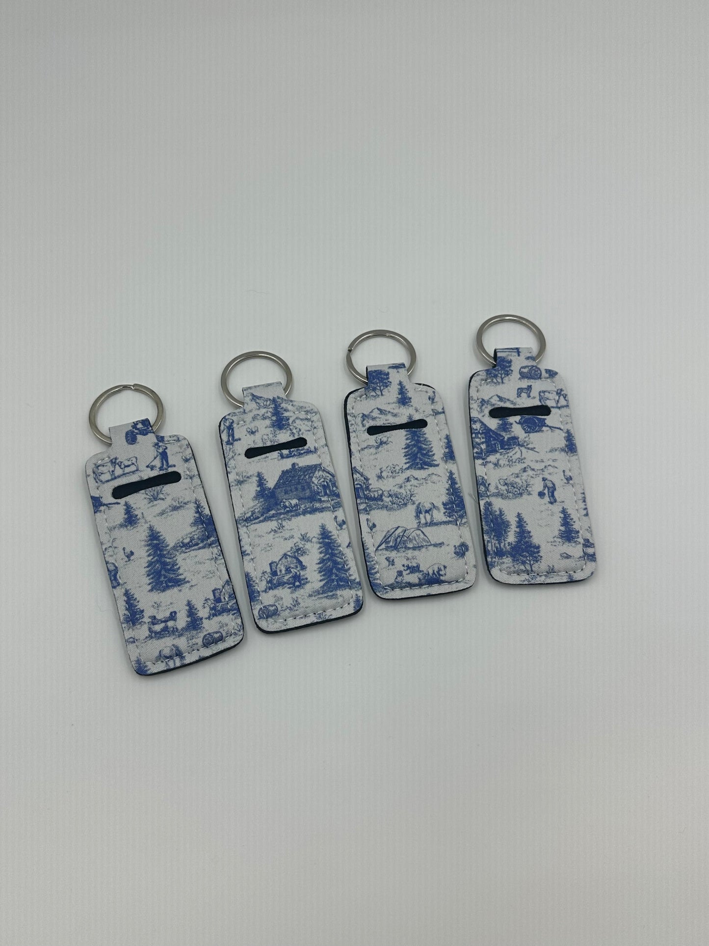 Chapstick Holder Keychain – Cow Print, Camo Pink Bow, Cowboy Toile, Barn Toile, croquette, duck, moon BashDesignsCo