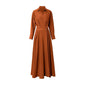 Turn-down Collar Women A-line Dress Long Sleeve Slim Waist Vestidos