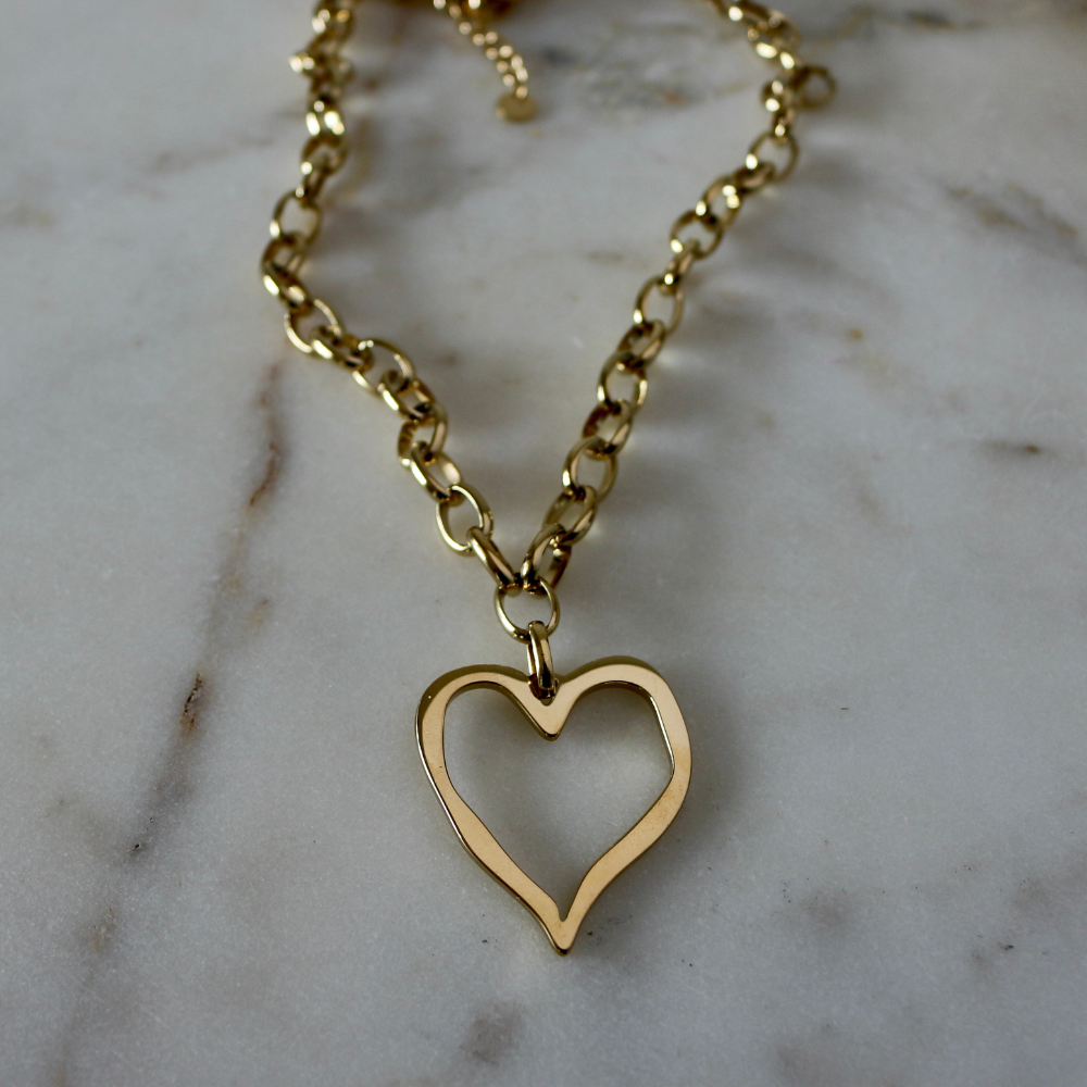 Open Heart Necklace - Heart Pendant Necklace - Stainless Steel - Gold & Silver Deep South Originals