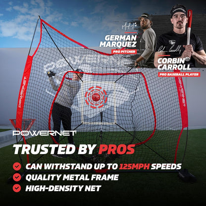 Baseball Softball Practice Net 7X7 with Baseball Accessories for Practice Pitching, Batting & Fielding, Ball Caddy, Weighted Baseballs, Tee