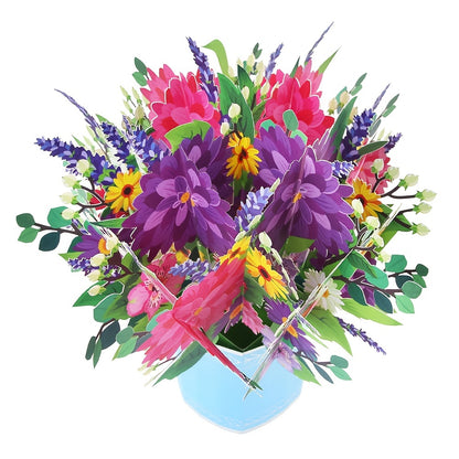 1pc Exquisite 3D Pop Up Spring Bouquet Greeting Card - Handmade Paper Carved Cartoon Card for Birthday, Spring Wedding, Anniversary, Get Well, Sympathy - Unique Party Favors, Decorative Gift Supplies with Delicate Floral Desi NovaCart