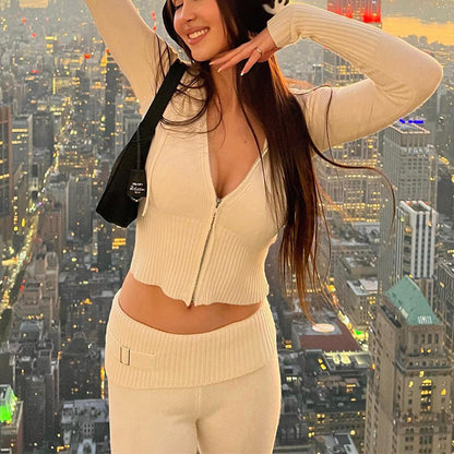 Long Sleeve Sweater And High Waist Long Pants Set FitiqueFit