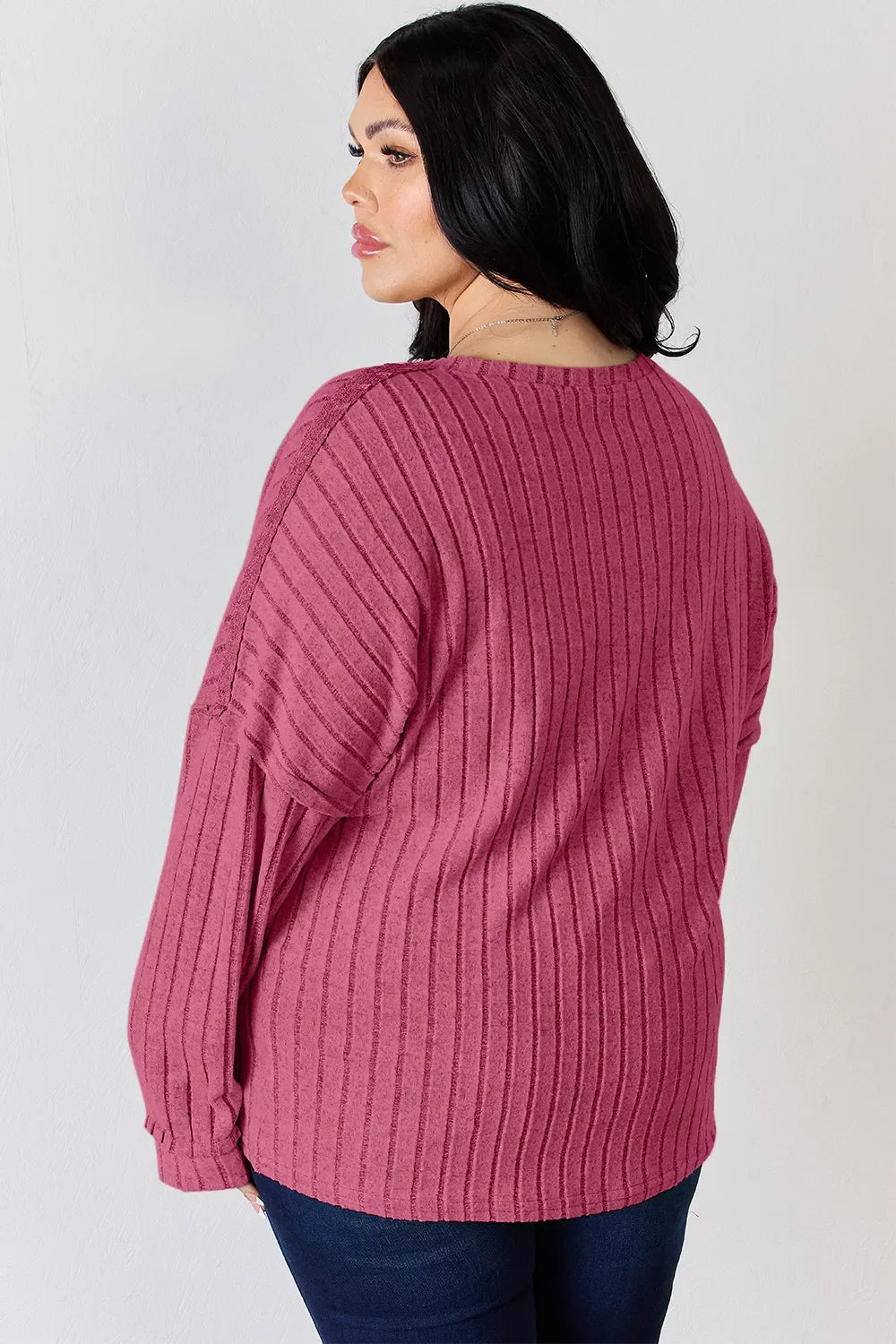 Basic Bae Full Size Ribbed Half Button Long Sleeve T-Shirt New Era Fashion LLc
