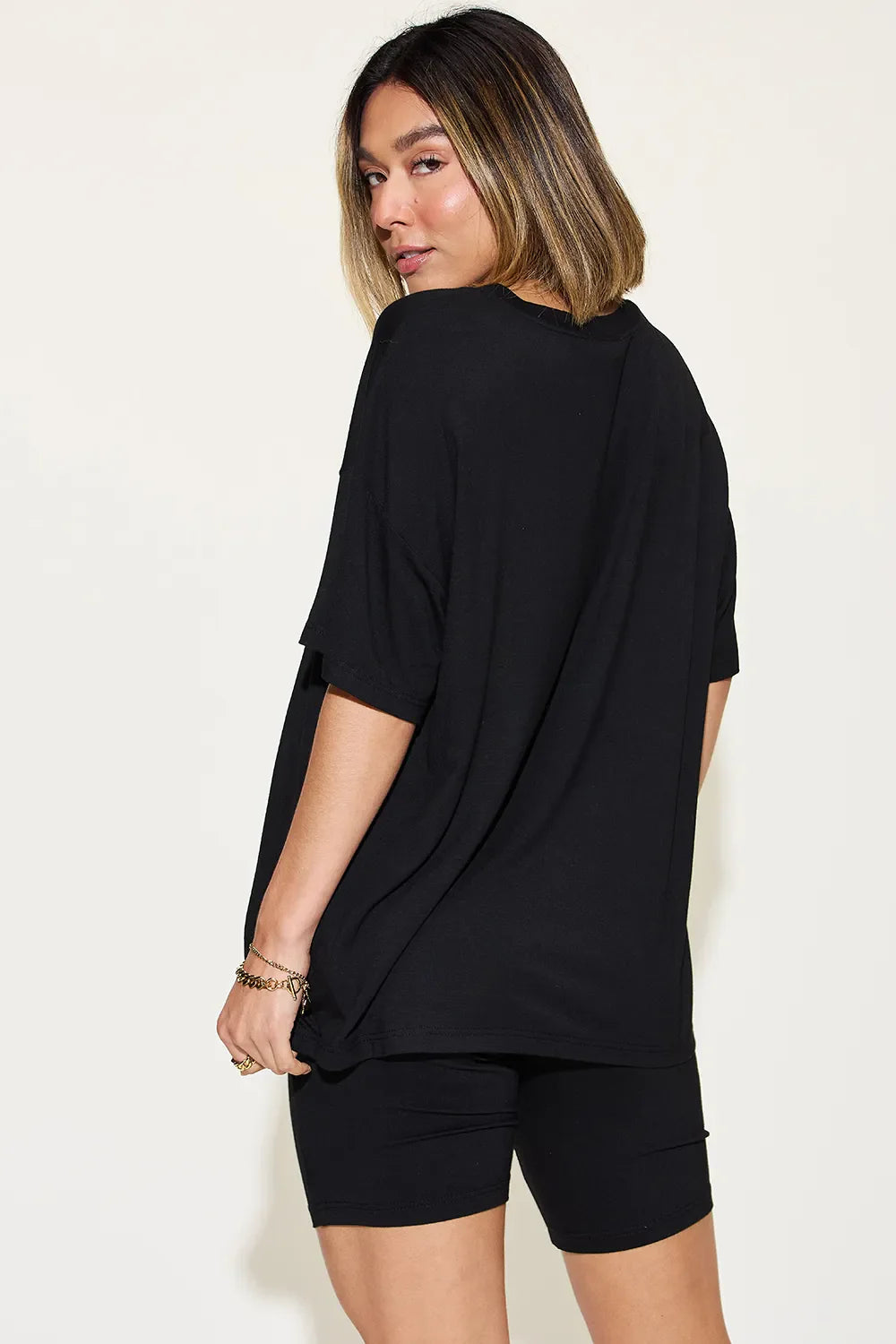 Basic Bae Full Size V-Neck Drop Shoulder T-Shirt and Shorts Set New Era Fashion LLc