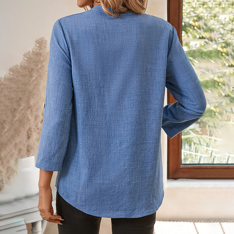 Womens Casual Summer Shirts Notch V Neck Blouses FitiqueFit