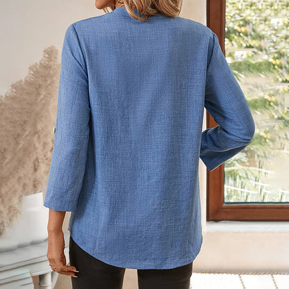 Womens Casual Summer Shirts Notch V Neck Blouses FitiqueFit