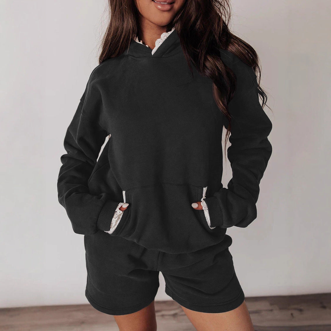 Women's Hoodie And High-waisted Shorts Casual Two-piece Set See size chart under “more details” The Fashion Celestial