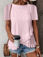Women’s Casual Solid Color Short Sleeve Crew Neck Top FitiqueFit