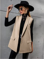 Women’s Mid-Length Suit Vest – Sleeveless Office Blazer FitiqueFit