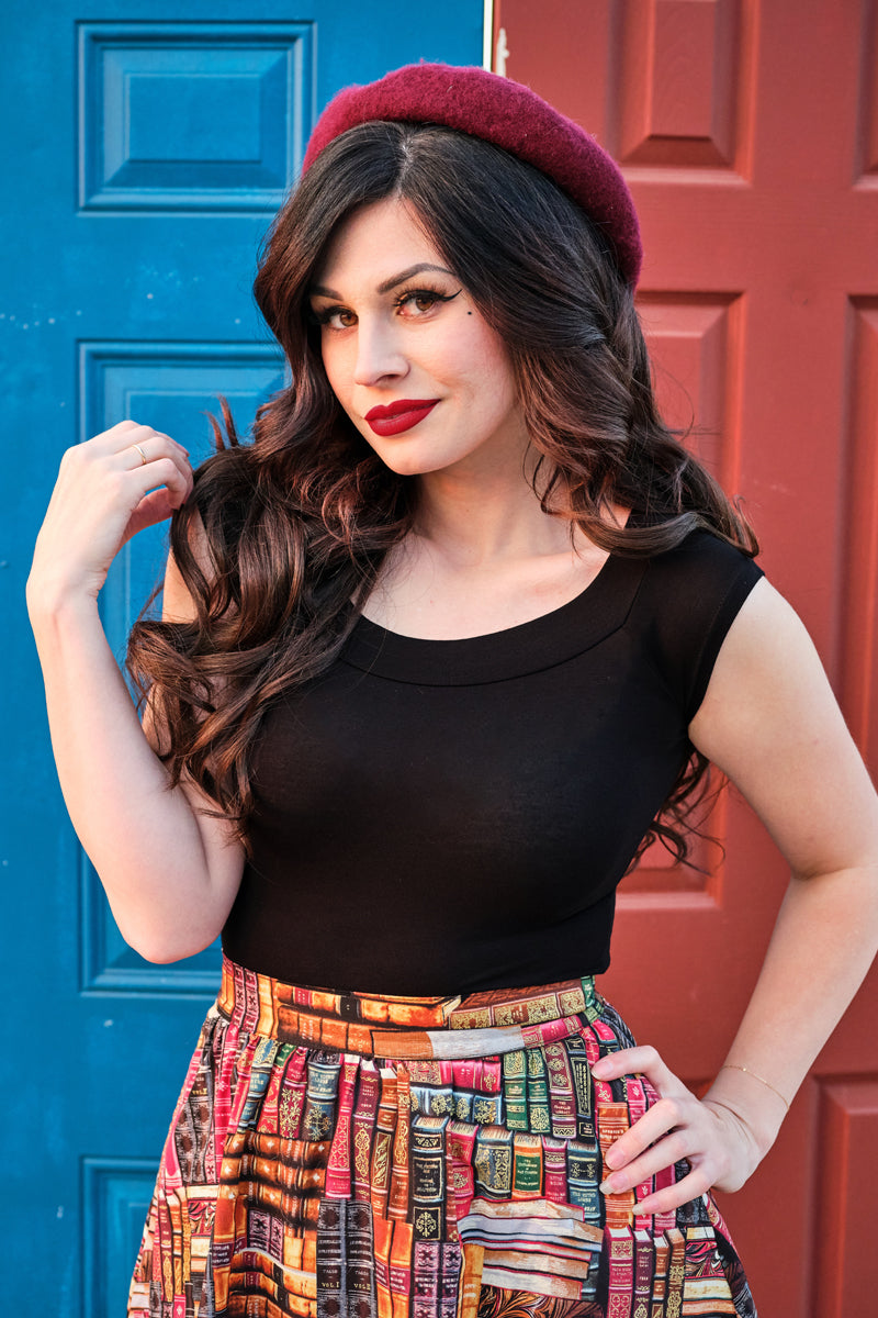 Don't Judge a Book by its Cover A-Line Skirt Retrolicious