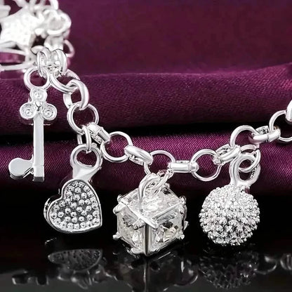 13 Pendant Charm Bracelet - Cubic Zirconia, No Plating, Fashion Jewelry Chain DailySale