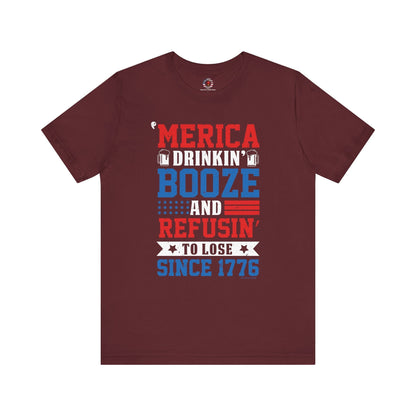 Merica Drinkin Booze And Refusin To Lose T-Shirt The Devil's Pickle