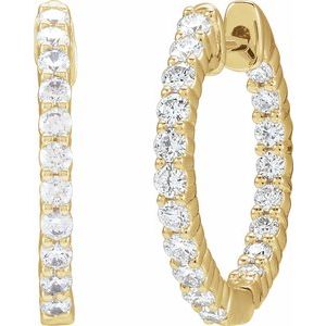 14K Yellow 3/4 CTW Lab-Grown Diamond Inside-Outside Hinged 17.2 mm Hoop Earrings Ethereal Legacy Boutiques