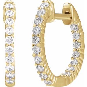 14K Yellow 1/2 CTW Natural Diamond Inside-Outside Hinged 14.5 mm Hoop Earrings Ethereal Legacy Boutiques