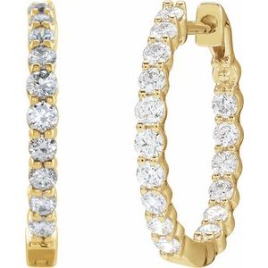 14K Yellow 1 CTW Natural Diamond Inside-Outside Hinged 19.3 mm Hoop Earrings Ethereal Legacy Boutiques