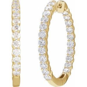 14K Yellow 3 CTW Natural Diamond Inside-Outside Hinged 30 mm Hoop Earrings Ethereal Legacy Boutiques