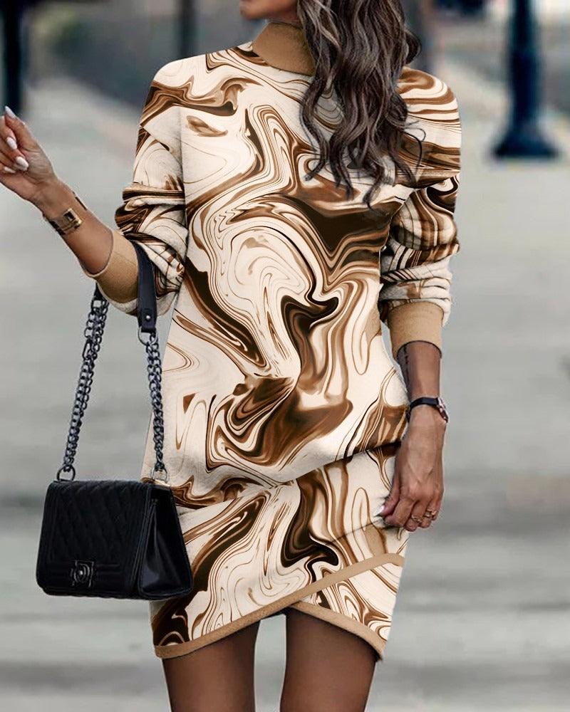 Wild West Chic Long-Sleeved High-Neck Irregular Dress for Cowgirls Country in My Heart