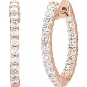 14K Rose 3/4 CTW Natural Diamond Inside-Outside Hinged 17.2 mm Hoop Earrings Ethereal Legacy Boutiques