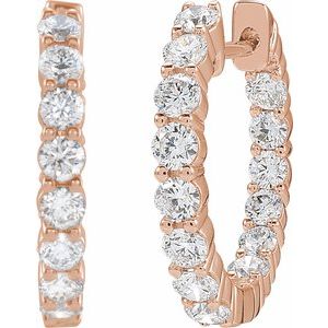 14K Rose 2 CTW Lab-Grown Diamond Inside-Outside Hinged 20 mm Hoop Earrings Ethereal Legacy Boutiques