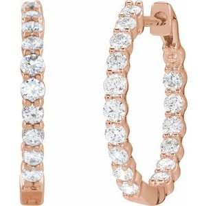 14K Rose 1 CTW Lab-Grown Diamond Inside-Outside Hinged 19.3 mm Hoop Earrings Ethereal Legacy Boutiques