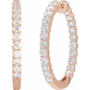 14K Rose 3 CTW Lab-Grown Diamond Inside-Outside Hinged 30 mm Hoop Earrings Ethereal Legacy Boutiques