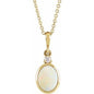 14K Yellow 9x7 mm Natural White Opal & .03 CT Natural Diamond 16-18" Necklace Ethereal Legacy Boutiques