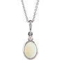 Platinum 5x3 mm Natural White Opal & .03 CT Natural Diamond 16-18" Necklace Ethereal Legacy Boutiques