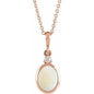 14K Rose 10x8 mm Natural White Opal & .03 CT Natural Diamond 16-18" Necklace Ethereal Legacy Boutiques