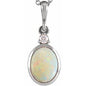 Platinum 9x7 mm Natural White Opal & .03 CT Natural Diamond Cabochon Pendant Ethereal Legacy Boutiques