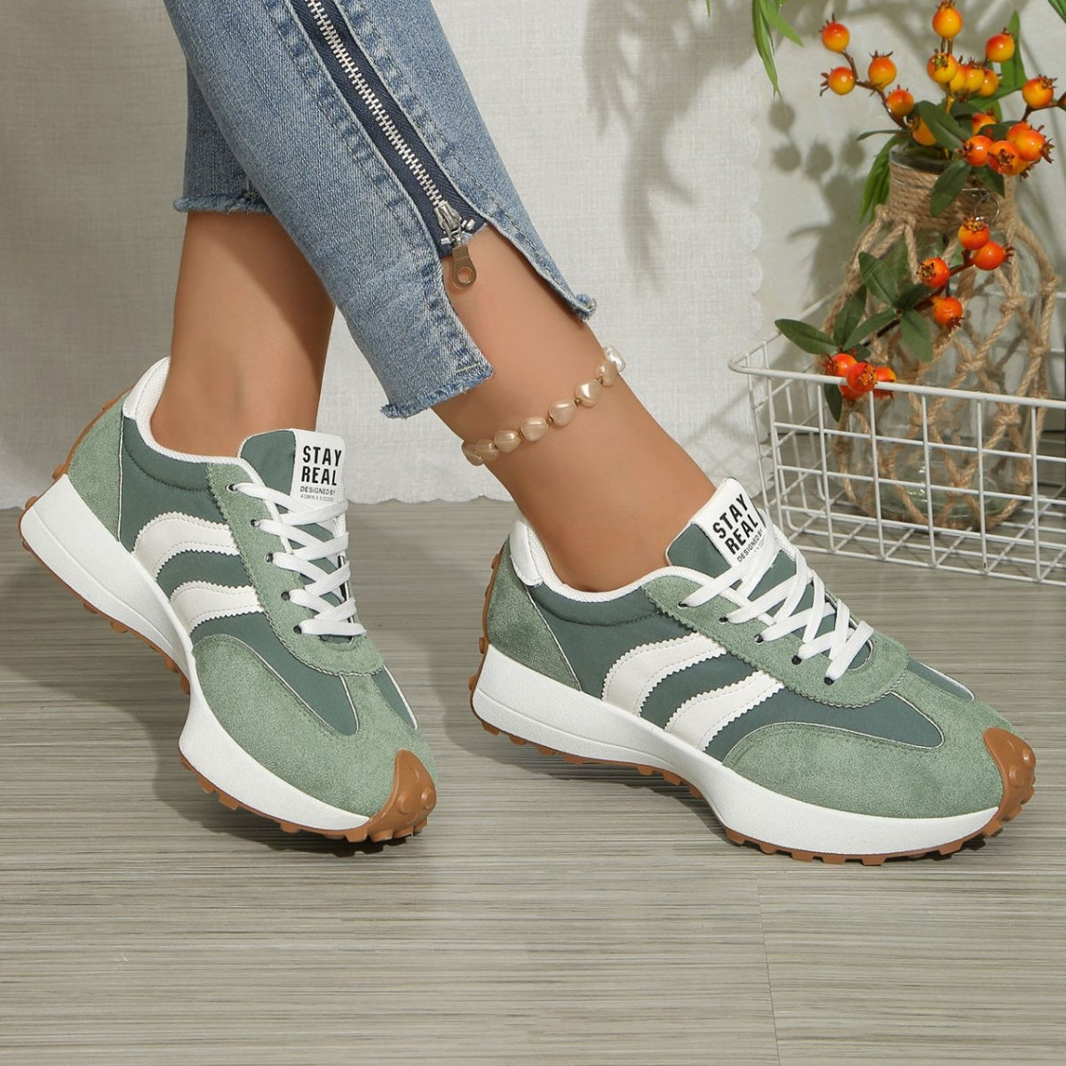 Round Toe Lace Up Sneakers New Era Fashion LLc