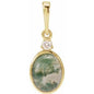 14K Yellow 8x6 mm Natural Moss Agate & .03 CTW Natural Diamond Pendant Ethereal Legacy Boutiques
