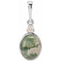14K White 8x6 mm Natural Moss Agate & .03 CTW Natural Diamond Pendant Ethereal Legacy Boutiques