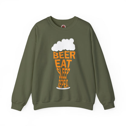Beer Eat Sleep Repeat Crewneck Sweatshirt The Devil's Pickle