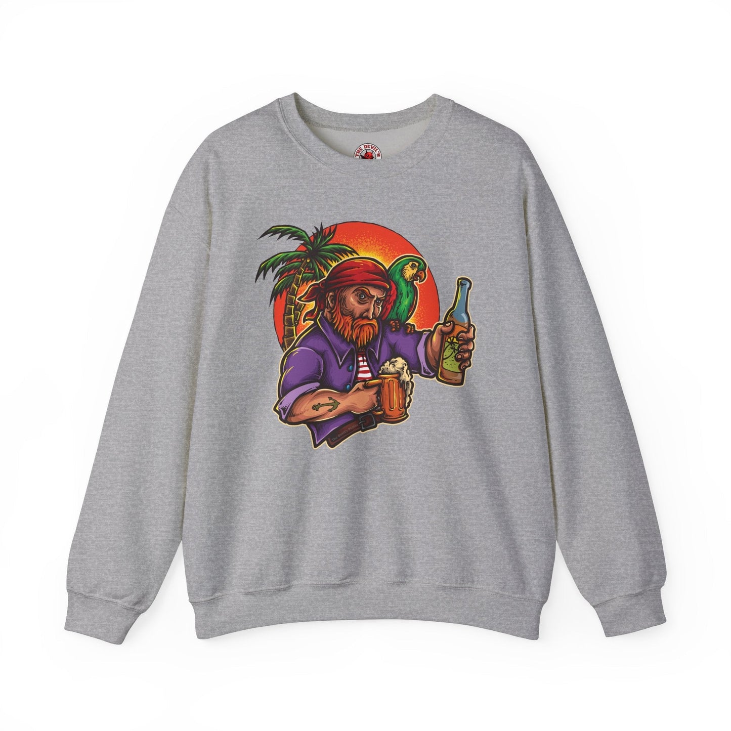 Sunset Pirate Beer Crewneck Sweatshirt The Devil's Pickle