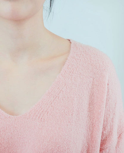 Wide V-Neck Oversized Sweater Top w. Side Slit Shop Style & More | Fresh Looks, Everyday Deals & Free Shipping