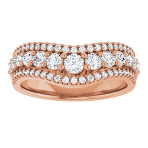14K Rose 1 CTW Natural Diamond Accented Contour Band Ethereal Legacy Boutiques