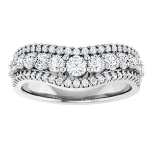 14K White 1 CTW Natural Diamond Accented Contour Band Ethereal Legacy Boutiques