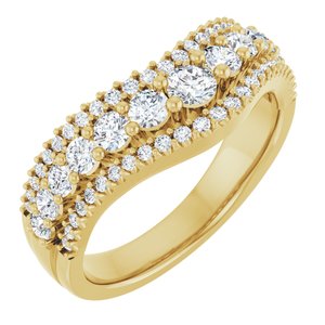 14K Yellow 1 CTW Natural Diamond Accented Contour Band Ethereal Legacy Boutiques